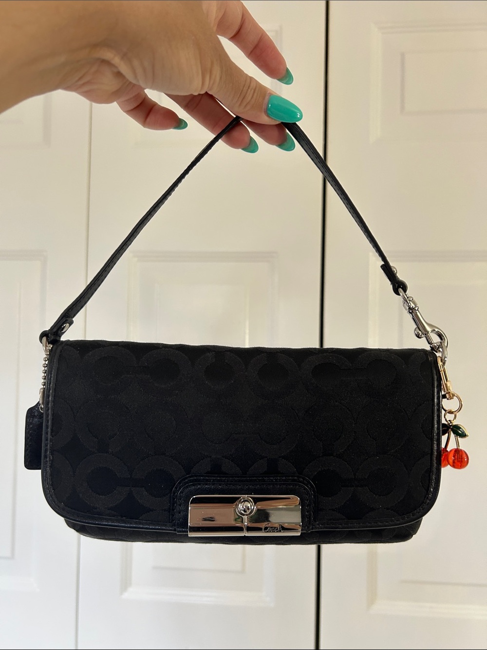 Coach Vintage Black Signature Canvas Mini Bag